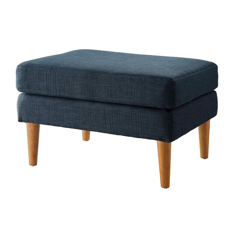 Pouf en tissu bleu foncé/gris anthracite – Style Mid-Century, pour 1 à 2 personnes
