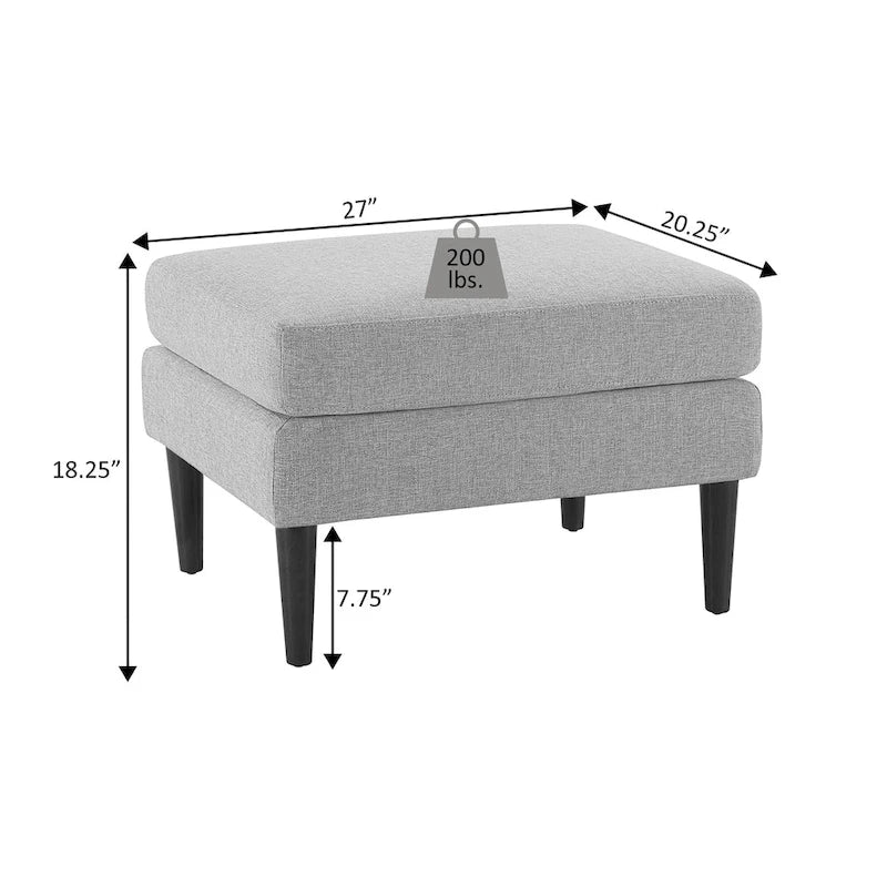 Pouf en tissu bleu foncé/gris anthracite – Style Mid-Century, pour 1 à 2 personnes