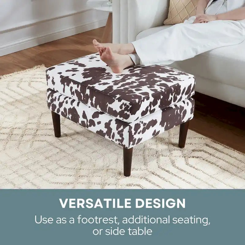 Pouf en tissu bleu foncé/gris anthracite – Style Mid-Century, pour 1 à 2 personnes