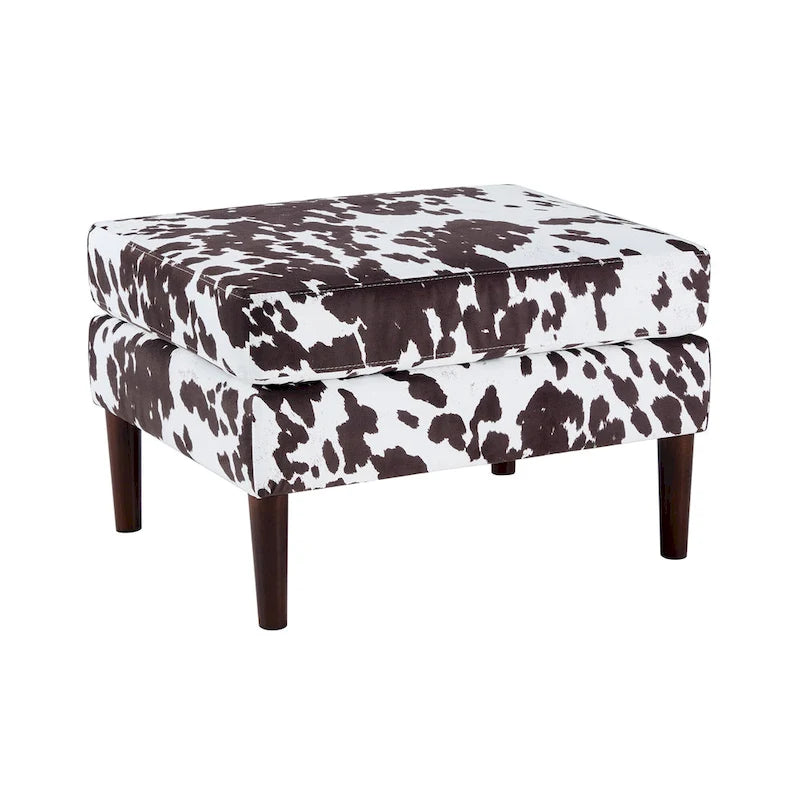 Pouf en tissu bleu foncé/gris anthracite – Style Mid-Century, pour 1 à 2 personnes