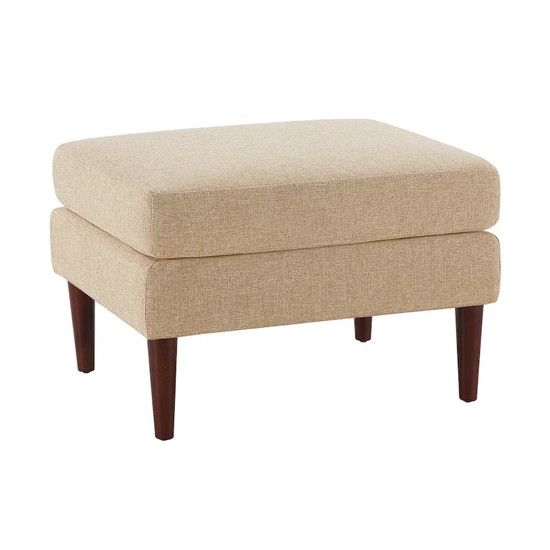 Pouf en tissu bleu foncé/gris anthracite – Style Mid-Century, pour 1 à 2 personnes