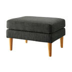 Pouf en tissu bleu foncé/gris anthracite – Style Mid-Century, pour 1 à 2 personnes