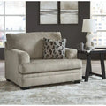 Fauteuil d'appoint surdimensionné en polyester couleur taupe/muscade avec coussin décoratif – 1 place