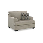 Fauteuil d'appoint surdimensionné en polyester couleur taupe/muscade avec coussin décoratif – 1 place