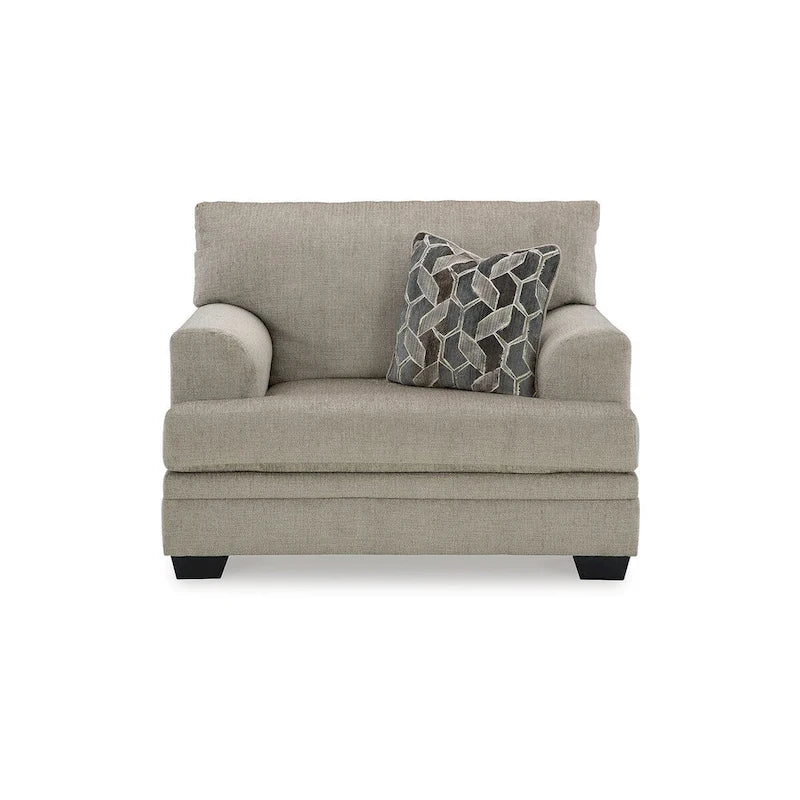 Fauteuil d'appoint surdimensionné en polyester couleur taupe/muscade avec coussin décoratif – 1 place