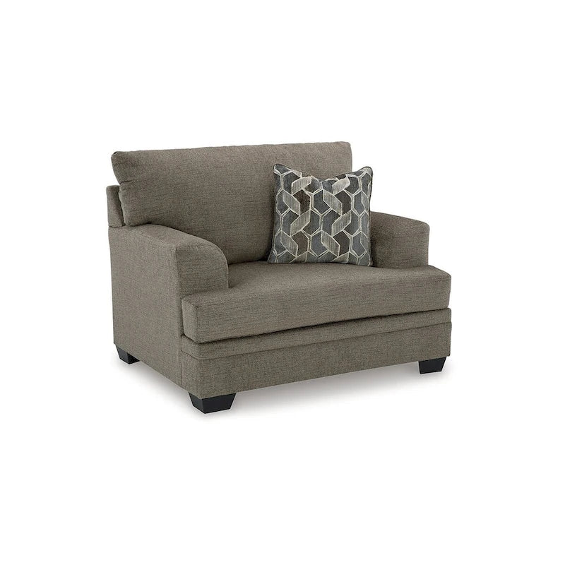 Fauteuil d'appoint surdimensionné en polyester couleur taupe/muscade avec coussin décoratif – 1 place