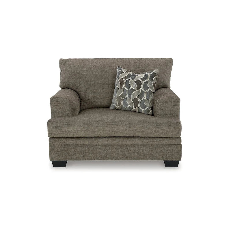Fauteuil d'appoint surdimensionné en polyester couleur taupe/muscade avec coussin décoratif – 1 place