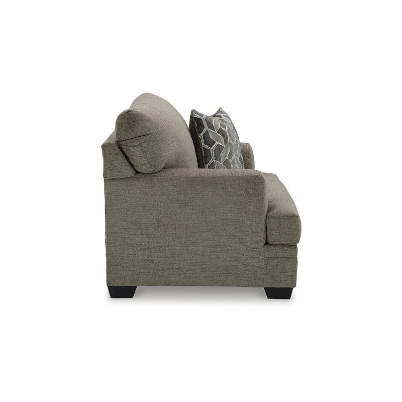 Fauteuil d'appoint surdimensionné en polyester couleur taupe/muscade avec coussin décoratif – 1 place