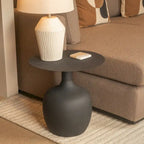 Table d'appoint ronde en métal – Noir / Or / Crème, Usage unique