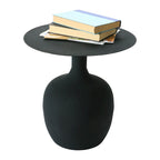 Table d'appoint ronde en métal – Noir / Or / Crème, Usage unique