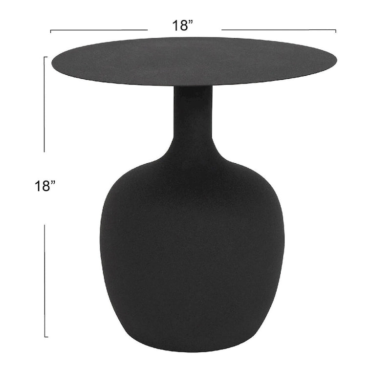 Table d'appoint ronde en métal – Noir / Or / Crème, Usage unique