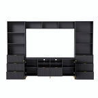 Meuble TV mural 4 pièces noir/blanc avec étagères et tiroirs – Style moderne, pour toute la famille