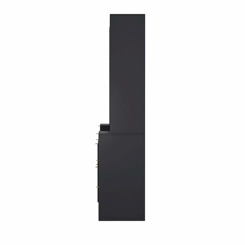 Meuble TV mural 4 pièces noir/blanc avec étagères et tiroirs – Style moderne, pour toute la famille