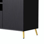Meuble TV mural 4 pièces noir/blanc avec étagères et tiroirs – Style moderne, pour toute la famille