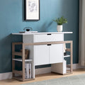 Buffet bicolore taupe clair et foncé avec tiroir, meuble à 2 portes et étagères ouvertes – Unité simple