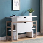 Buffet bicolore taupe clair et foncé avec tiroir, meuble à 2 portes et étagères ouvertes – Unité simple