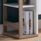 Buffet bicolore taupe clair et foncé avec tiroir, meuble à 2 portes et étagères ouvertes – Unité simple
