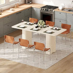 Table à manger moderne blanc crème avec base incurvée – Pour 6 à 8 personnes