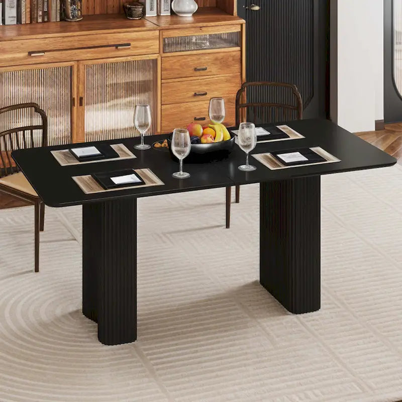 Table à manger moderne blanc crème avec base incurvée – Pour 6 à 8 personnes