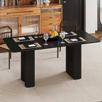 Table à manger moderne blanc crème avec base incurvée – Pour 6 à 8 personnes