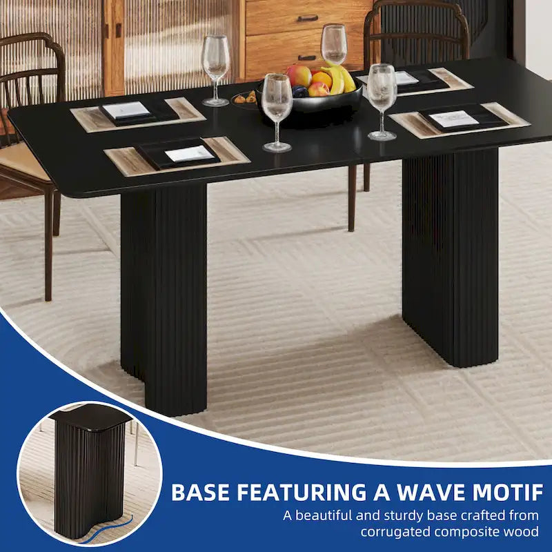Table à manger moderne blanc crème avec base incurvée – Pour 6 à 8 personnes