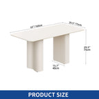 Table à manger moderne blanc crème avec base incurvée – Pour 6 à 8 personnes