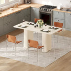 Table à manger moderne blanc crème avec base incurvée – Pour 6 à 8 personnes