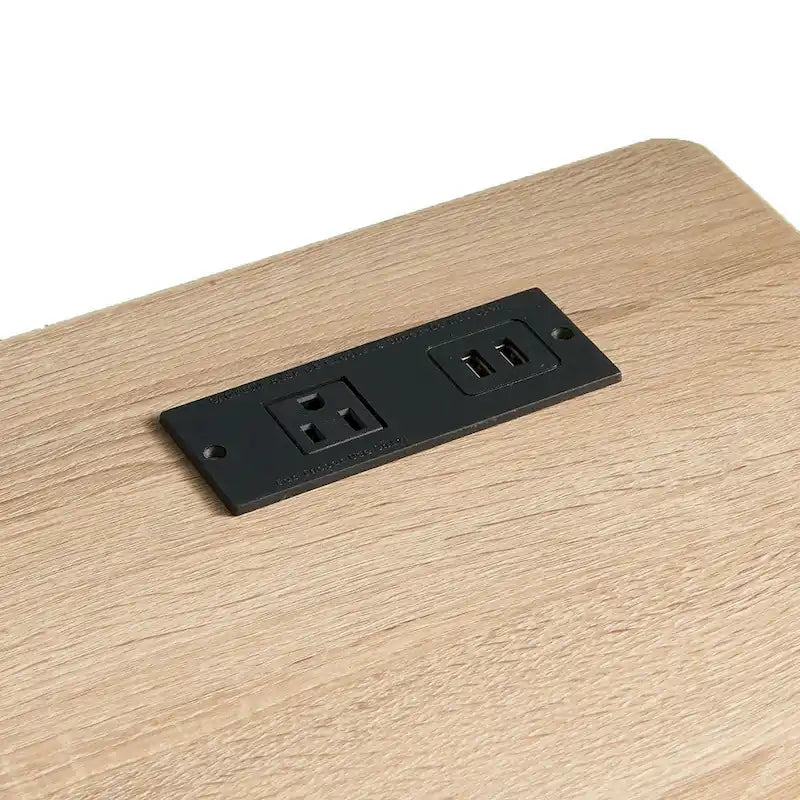 Bureau à domicile marron et noir avec tiroir et port USB – Style moderne, usage individuel