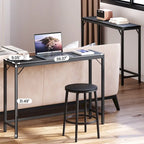 Console étroite industrielle gris / marron / noir avec étagères ouvertes – Unité simple