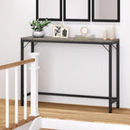 Console étroite industrielle gris / marron / noir avec étagères ouvertes – Unité simple