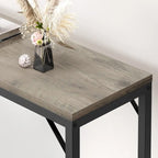 Console étroite industrielle gris / marron / noir avec étagères ouvertes – Unité simple