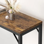 Console étroite industrielle gris / marron / noir avec étagères ouvertes – Unité simple
