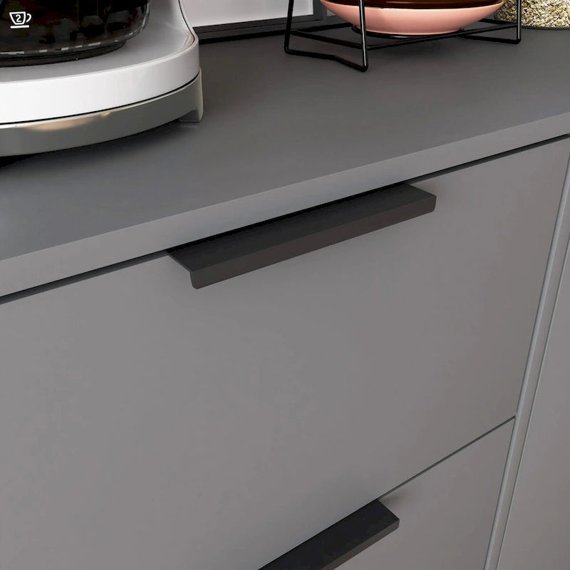 Meuble de rangement mi-siècle en bois naturel et gris avec 3 tiroirs, une porte et une étagère réglable – Unité individuelle