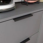 Meuble de rangement mi-siècle en bois naturel et gris avec 3 tiroirs, une porte et une étagère réglable – Unité individuelle