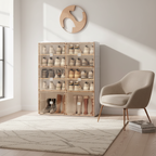 Meuble à chaussures empilable marron avec portes et étagères – Unité individuelle