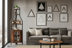 Range-bouteilles d'angle industriel noir avec porte-verres et étagères de rangement – 18 bouteilles, unité simple