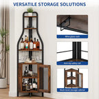 Range-bouteilles d'angle industriel noir avec porte-verres et étagères de rangement – 18 bouteilles, unité simple