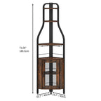Range-bouteilles d'angle industriel noir avec porte-verres et étagères de rangement – 18 bouteilles, unité simple
