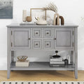 Console en bois massif de couleur gris antique/blanc cassé/expresso/bleu marine antique/bleu rétro/blanc/bleu foncé avec 4 tiroirs, 2 armoires et une étagère inférieure – Unité individuelle