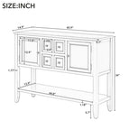 Console en bois massif de couleur gris antique/blanc cassé/expresso/bleu marine antique/bleu rétro/blanc/bleu foncé avec 4 tiroirs, 2 armoires et une étagère inférieure – Unité individuelle