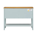 Console en bois massif de couleur gris antique/blanc cassé/expresso/bleu marine antique/bleu rétro/blanc/bleu foncé avec 4 tiroirs, 2 armoires et une étagère inférieure – Unité individuelle