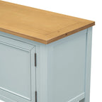 Console en bois massif de couleur gris antique/blanc cassé/expresso/bleu marine antique/bleu rétro/blanc/bleu foncé avec 4 tiroirs, 2 armoires et une étagère inférieure – Unité individuelle