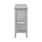 Console en bois massif de couleur gris antique/blanc cassé/expresso/bleu marine antique/bleu rétro/blanc/bleu foncé avec 4 tiroirs, 2 armoires et une étagère inférieure – Unité individuelle