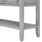 Console en bois massif de couleur gris antique/blanc cassé/expresso/bleu marine antique/bleu rétro/blanc/bleu foncé avec 4 tiroirs, 2 armoires et une étagère inférieure – Unité individuelle