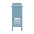 Console en bois massif de couleur gris antique/blanc cassé/expresso/bleu marine antique/bleu rétro/blanc/bleu foncé avec 4 tiroirs, 2 armoires et une étagère inférieure – Unité individuelle