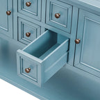 Console en bois massif de couleur gris antique/blanc cassé/expresso/bleu marine antique/bleu rétro/blanc/bleu foncé avec 4 tiroirs, 2 armoires et une étagère inférieure – Unité individuelle