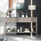 Console rustique expresso avec 4 tiroirs et étagère inférieure – 60 po, une seule unité