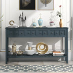 Console rustique expresso avec 4 tiroirs et étagère inférieure – 60 po, une seule unité