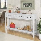 Console rustique expresso avec 4 tiroirs et étagère inférieure – 60 po, une seule unité