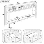 Console rustique expresso avec 4 tiroirs et étagère inférieure – 60 po, une seule unité